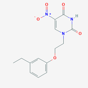 molecular formula C14H15N3O5 B1652005 1-[2-(3-Ethylphenoxy)ethyl]-5-nitro-1,2,3,4-tetrahydropyrimidine-2,4-dione CAS No. 1376176-60-1