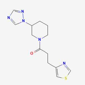 molecular formula C13H17N5OS B1652010 3-(1,3-thiazol-4-yl)-1-[3-(1H-1,2,4-triazol-1-yl)piperidin-1-yl]propan-1-one CAS No. 1376248-55-3