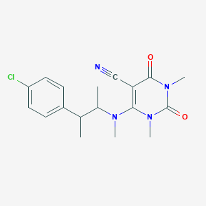 molecular formula C18H21ClN4O2 B1652019 6-{[3-(4-Chlorophenyl)butan-2-yl](methyl)amino}-1,3-dimethyl-2,4-dioxo-1,2,3,4-tetrahydropyrimidine-5-carbonitrile CAS No. 1376313-98-2