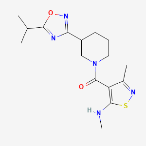 molecular formula C16H23N5O2S B1652020 N,3-dimethyl-4-{3-[5-(propan-2-yl)-1,2,4-oxadiazol-3-yl]piperidine-1-carbonyl}-1,2-thiazol-5-amine CAS No. 1376321-06-0