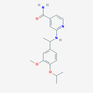 molecular formula C18H23N3O3 B1652030 2-({1-[3-Methoxy-4-(propan-2-yloxy)phenyl]ethyl}amino)pyridine-4-carboxamide CAS No. 1376393-92-8