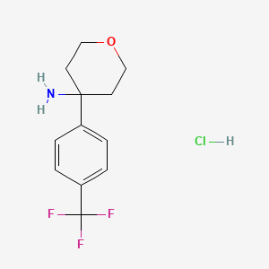molecular formula C12H15ClF3NO B1652062 4-[4-(Trifluoromethyl)phenyl]oxan-4-amine hydrochloride CAS No. 1380300-83-3