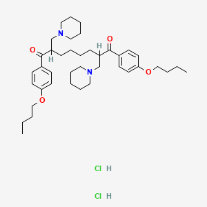 molecular formula C40H62Cl2N2O4 B1652072 1,8-Bis(4-butoxyphenyl)-2,7-bis(1-piperidinylmethyl)-1,8-octanedione dihydrochloride CAS No. 138371-30-9