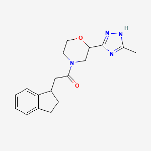 molecular formula C18H22N4O2 B1652080 2-(2,3-dihydro-1H-inden-1-yl)-1-[2-(3-methyl-1H-1,2,4-triazol-5-yl)morpholin-4-yl]ethan-1-one CAS No. 1384563-40-9