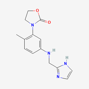 molecular formula C14H16N4O2 B1652088 3-(5-{[(1H-imidazol-2-yl)methyl]amino}-2-methylphenyl)-1,3-oxazolidin-2-one CAS No. 1384661-34-0