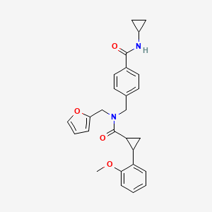 molecular formula C27H28N2O4 B1652097 N-cyclopropyl-4-({N-[(furan-2-yl)methyl]-1-[2-(2-methoxyphenyl)cyclopropyl]formamido}methyl)benzamide CAS No. 1384799-77-2