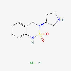 molecular formula C11H16ClN3O2S B1652108 3-[(3S)-Pyrrolidin-3-yl]-1,4-dihydro-2lambda6,1,3-benzothiadiazine 2,2-dioxide;hydrochloride CAS No. 1389309-97-0