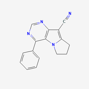 molecular formula C16H12N4 B1652129 6H-Pyrimido(4,5-b)pyrrolizine-9-carbonitrile, 7,8-dihydro-4-phenyl- CAS No. 139156-96-0