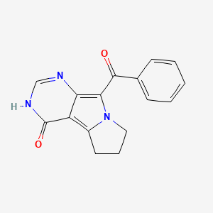 molecular formula C16H13N3O2 B1652130 6,7-Dihydro-9-benzoyl-1H-pyrimido(5,4-a)pyrrolizin-4(5H)-one CAS No. 139157-01-0