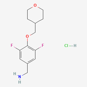 [3,5-Difluoro-4-(oxan-4-ylmethoxy)phenyl]methanamine hydrochloride