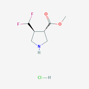 molecular formula C7H12ClF2NO2 B1652148 methyl (3S,4S)-4-(difluoromethyl)pyrrolidine-3-carboxylate hydrochloride CAS No. 1394041-19-0