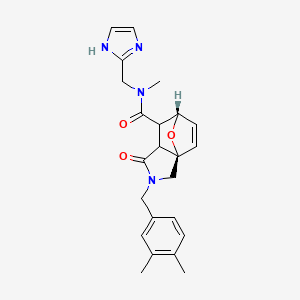 (1R,7S)-3-[(3,4-Dimethylphenyl)methyl]-N-(1H-imidazol-2-ylmethyl)-N-methyl-4-oxo-10-oxa-3-azatricyclo[5.2.1.01,5]dec-8-ene-6-carboxamide