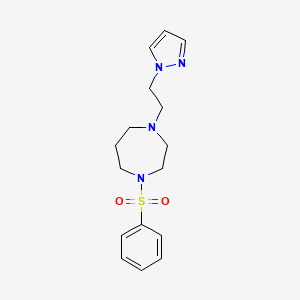 molecular formula C16H22N4O2S B1652177 1-(Benzenesulfonyl)-4-(2-pyrazol-1-ylethyl)-1,4-diazepane CAS No. 1396841-60-3
