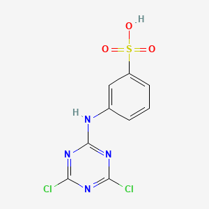 molecular formula C9H6Cl2N4O3S B1652231 Benzenesulfonic acid, 3-[(4,6-dichloro-1,3,5-triazin-2-yl)amino]- CAS No. 14121-39-2