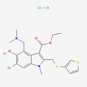1H-Indole-3-carboxylic acid, 6-bromo-4-((dimethylamino)methyl)-5-hydroxy-1-methyl-2-((3-thienylthio)methyl)-, ethyl ester, monohydrochloride