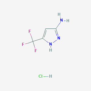 molecular formula C4H5ClF3N3 B1652262 3-Amino-5-(trifluoromethyl)pyrazole Hydrochloride CAS No. 1418117-74-4