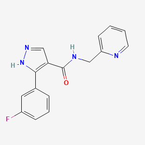 5-(3-fluorophenyl)-N-(pyridin-2-ylmethyl)-1H-pyrazole-4-carboxamide