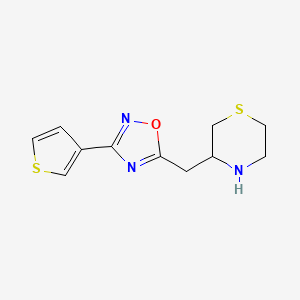 5-(Thiomorpholin-3-ylmethyl)-3-(thiophen-3-yl)-1,2,4-oxadiazole