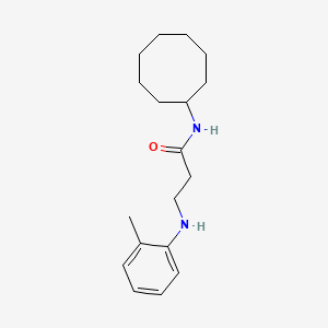 molecular formula C18H28N2O B1652317 N-cyclooctyl-3-[(2-methylphenyl)amino]propanamide CAS No. 1423699-81-3