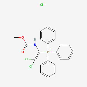 molecular formula C22H19Cl3NO2P B1652329 (2,2-Dichloro-1-((methoxycarbonyl)amino)vinyl)triphenylphosphonium chloride CAS No. 142414-43-5