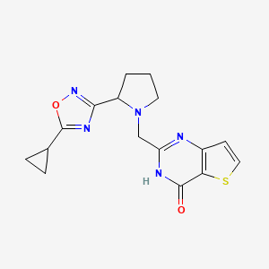 molecular formula C16H17N5O2S B1652333 2-{[2-(5-cyclopropyl-1,2,4-oxadiazol-3-yl)pyrrolidin-1-yl]methyl}-3H,4H-thieno[3,2-d]pyrimidin-4-one CAS No. 1424386-26-4