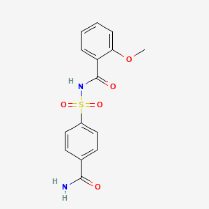 molecular formula C15H14N2O5S B1652359 N-((4-(Aminocarbonly)phenyl)sulfonyl)-2-methoxybenzamide CAS No. 1427965-57-8