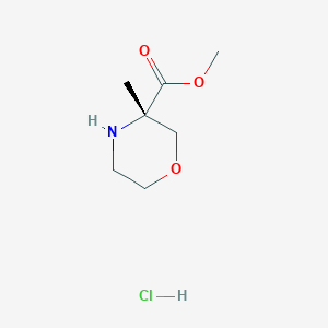 molecular formula C7H14ClNO3 B1652391 (S)-Methyl 3-methylmorpholine-3-carboxylate hydrochloride CAS No. 1434126-95-0