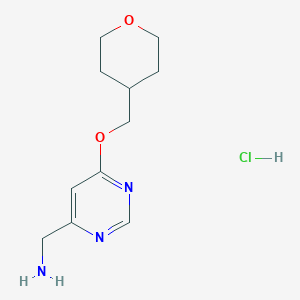 molecular formula C11H18ClN3O2 B1652427 (6-((Tetrahydro-2H-pyran-4-yl)methoxy)pyrimidin-4-yl)methanamine hydrochloride CAS No. 1439896-52-2