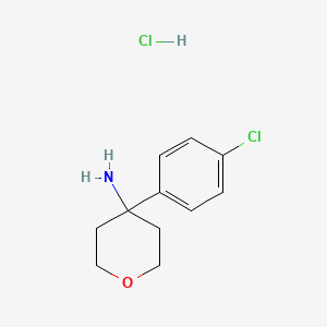 molecular formula C11H15Cl2NO B1652434 4-(4-Chlorophenyl)oxan-4-amine hydrochloride CAS No. 1439899-34-9