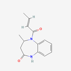 B1652469 1,3,4,5-Tetrahydro-4-methyl-5-(1-oxo-2-butenyl)-2H-1,5-benzodiazepin-2-one CAS No. 144400-94-2