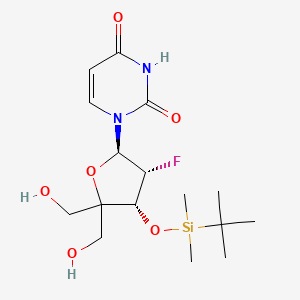 molecular formula C16H27FN2O6Si B1652476 1-((2R,3R,4R)-4-((tert-butyldimethylsilyl)oxy)-3-fluoro-5,5-bis(hydroxymethyl)tetrahydrofuran-2-yl)pyrimidine-2,4(1H,3H)-dione CAS No. 1445379-61-2
