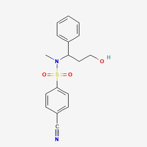 molecular formula C17H18N2O3S B1652480 4-cyano-N-(3-hydroxy-1-phenylpropyl)-N-methylbenzene-1-sulfonamide CAS No. 1445605-50-4