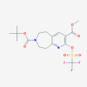 molecular formula C17H21F3N2O7S B1652484 7-O-tert-butyl 3-O-methyl 2-(trifluoromethylsulfonyloxy)-5,6,8,9-tetrahydropyrido[2,3-d]azepine-3,7-dicarboxylate CAS No. 1445951-63-2