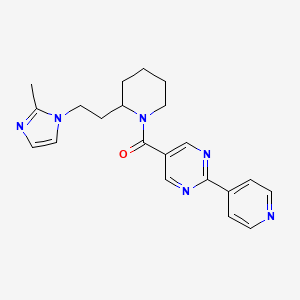 molecular formula C21H24N6O B1652512 5-({2-[2-(2-methyl-1H-imidazol-1-yl)ethyl]-1-piperidinyl}carbonyl)-2-(4-pyridinyl)pyrimidine CAS No. 1452574-02-5