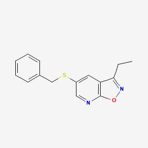 molecular formula C15H14N2OS B1652529 5-(Benzylsulfanyl)-3-ethyl-[1,2]oxazolo[5,4-b]pyridine CAS No. 1461708-74-6