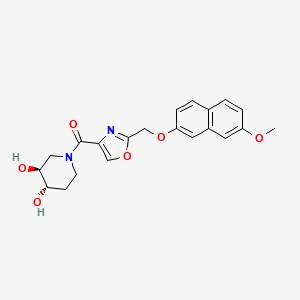 molecular formula C21H22N2O6 B1652618 [(3S,4S)-3,4-dihydroxypiperidin-1-yl]-[2-[(7-methoxynaphthalen-2-yl)oxymethyl]-1,3-oxazol-4-yl]methanone CAS No. 1523530-33-7