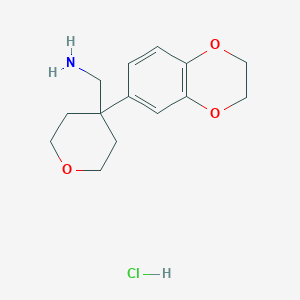 molecular formula C14H20ClNO3 B1652633 [4-(2,3-Dihydro-1,4-benzodioxin-6-yl)oxan-4-yl]methanamine;hydrochloride CAS No. 153643-87-9