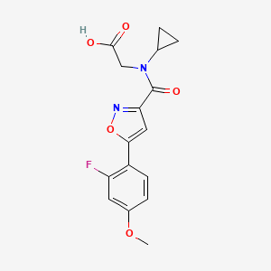 molecular formula C16H15FN2O5 B1652675 2-{N-cyclopropyl-1-[5-(2-fluoro-4-methoxyphenyl)-1,2-oxazol-3-yl]formamido}acetic acid CAS No. 1571600-00-4