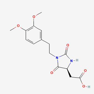 molecular formula C15H18N2O6 B1652680 (S)-2-(1-(3,4-dimethoxyphenethyl)-2,5-dioxoimidazolidin-4-yl)acetic acid CAS No. 1573547-51-9