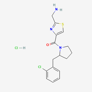 (4-{2-[(2-Chlorophenyl)methyl]pyrrolidine-1-carbonyl}-1,3-thiazol-2-yl)methanamine hydrochloride