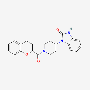 molecular formula C22H23N3O3 B1652737 3-[1-(3,4-Dihydro-2H-chromene-2-carbonyl)piperidin-4-yl]-1H-benzimidazol-2-one CAS No. 160431-72-1