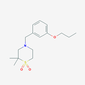 molecular formula C16H25NO3S B1652748 2,2-Dimethyl-4-[(3-propoxyphenyl)methyl]-1,4-thiazinane 1,1-dioxide CAS No. 1607022-00-3