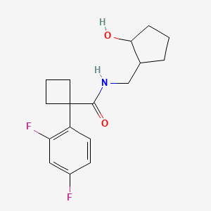 molecular formula C17H21F2NO2 B1652755 1-(2,4-Difluorophenyl)-N-[(2-hydroxycyclopentyl)methyl]cyclobutane-1-carboxamide CAS No. 1607261-56-2