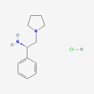 molecular formula C12H19ClN2 B1652862 (S)-1-phenyl-2-(pyrrolidin-1-yl)ethan-1-amine hydrochloride CAS No. 1609680-93-4