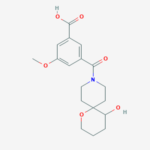 molecular formula C18H23NO6 B1652863 3-[(5-Hydroxy-1-oxa-9-azaspiro[5.5]undec-9-yl)carbonyl]-5-methoxybenzoic acid CAS No. 1609737-00-9