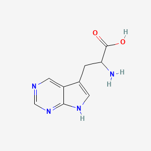 molecular formula C9H10N4O2 B1652872 7H-Pyrrolo[2,3-d]pyrimidine-5-propanoic acid, alpha-amino- CAS No. 1618-38-8