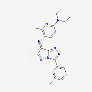 molecular formula C25H31N7 B1652881 5-{(Z)-[6-tert-Butyl-3-(3-methylphenyl)-7H-pyrazolo[5,1-c][1,2,4]triazol-7-ylidene]amino}-N,N-diethyl-6-methylpyridin-2-amine CAS No. 162208-01-7