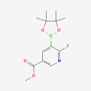 molecular formula C13H17BFNO4 B1652882 Methyl 6-fluoro-5-(4,4,5,5-tetramethyl-1,3,2-dioxaborolan-2-yl)pyridine-3-carboxylate CAS No. 1622217-36-0