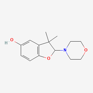 molecular formula C14H19NO3 B1652886 5-苯并呋喃醇，2,3-二氢-3,3-二甲基-2-(4-吗啉基)- CAS No. 1623-76-3