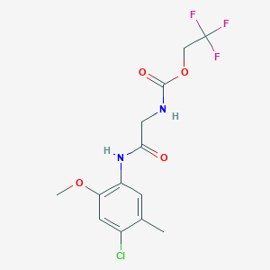 molecular formula C13H14ClF3N2O4 B1652897 2,2,2-trifluoroethyl N-{[(4-chloro-2-methoxy-5-methylphenyl)carbamoyl]methyl}carbamate CAS No. 1627320-00-6